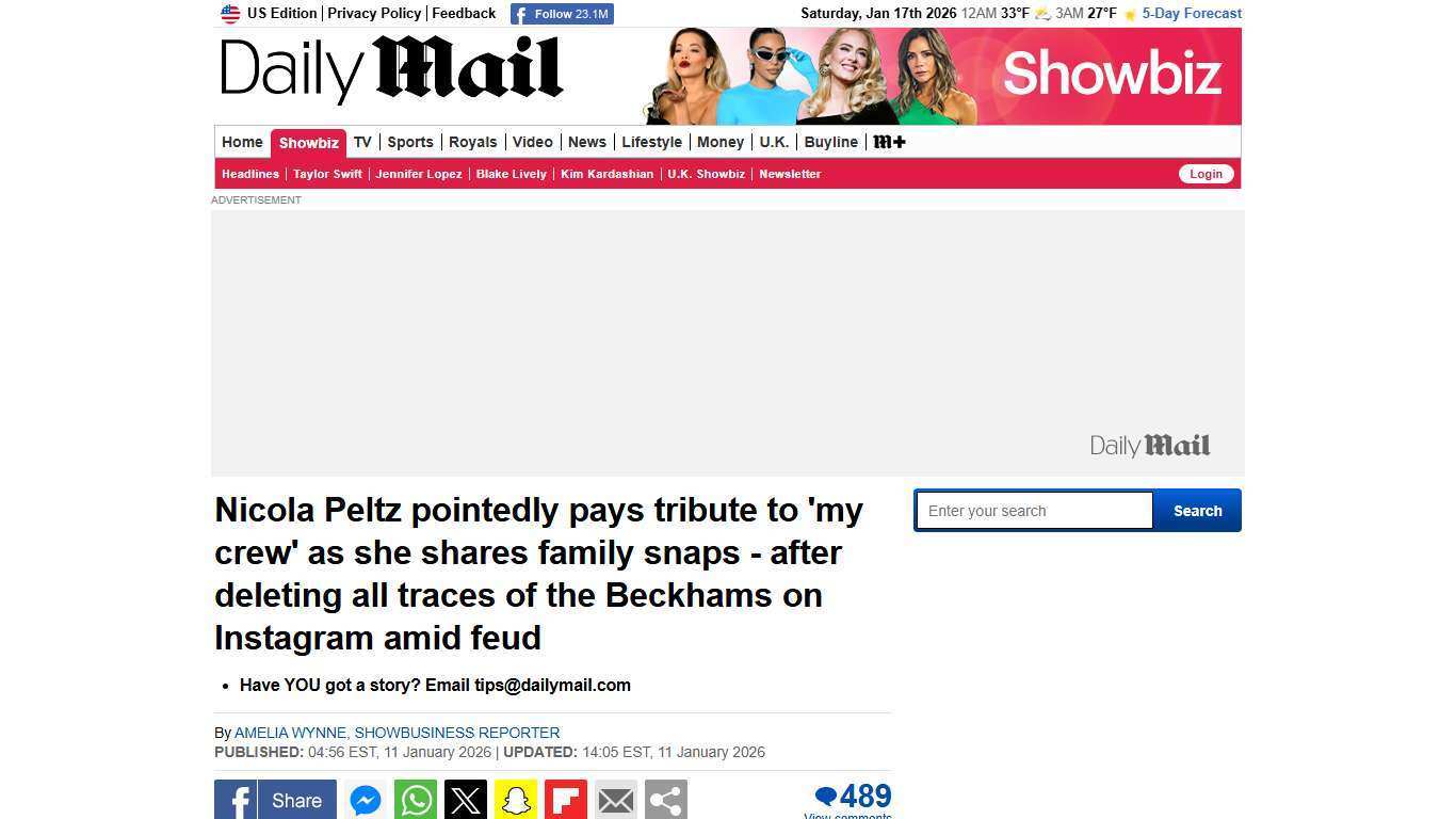 Nicola Peltz pointedly pays tribute to 'my crew' as she shares family snaps - after deleting all traces of the Beckhams on Instagram amid feud | Daily Mail Online