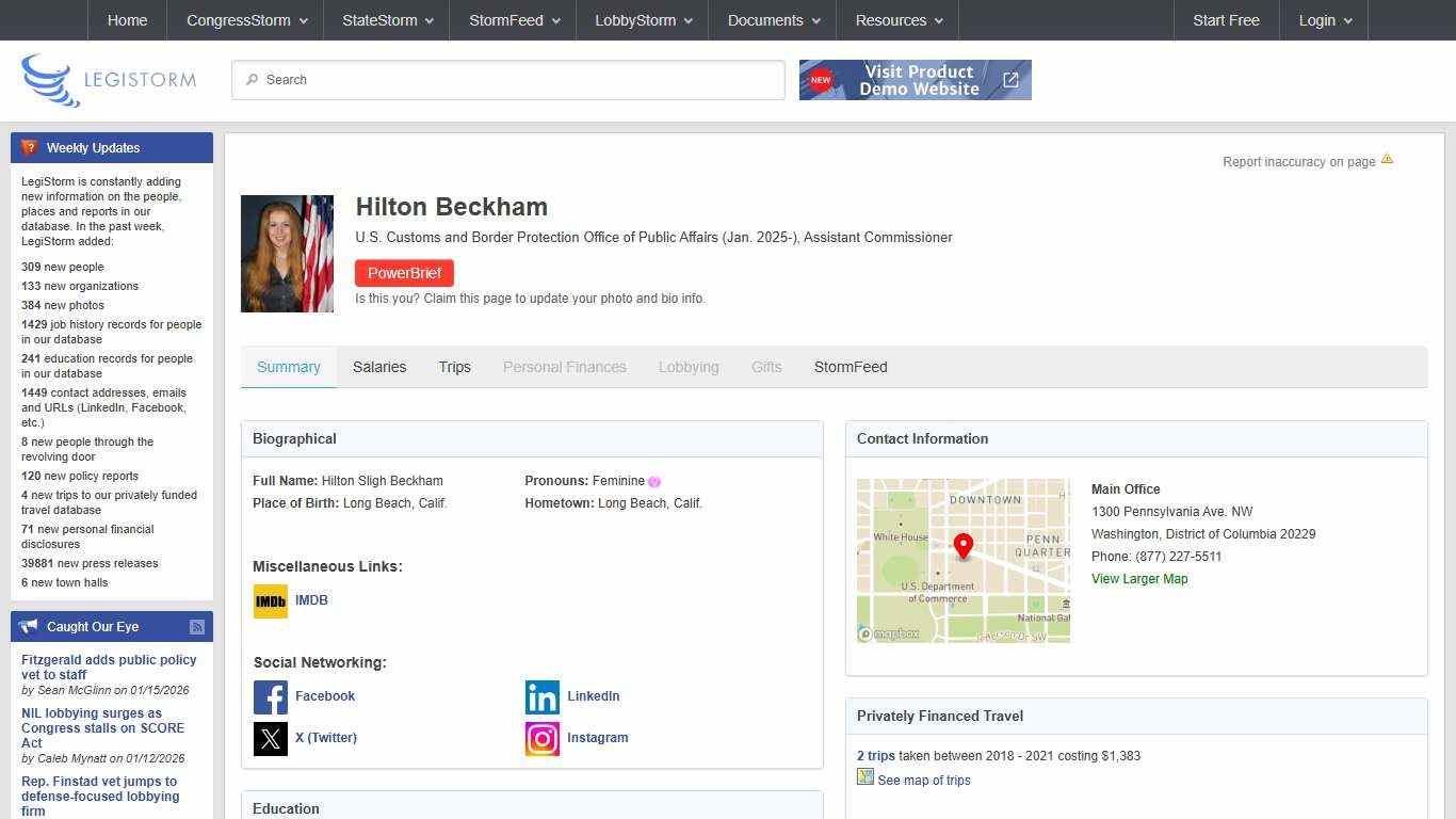 Hilton Beckham - U.S. Customs and Border Protection Office of Public Affairs (Jan. 2025-), Assistant Commissioner - Biography | LegiStorm