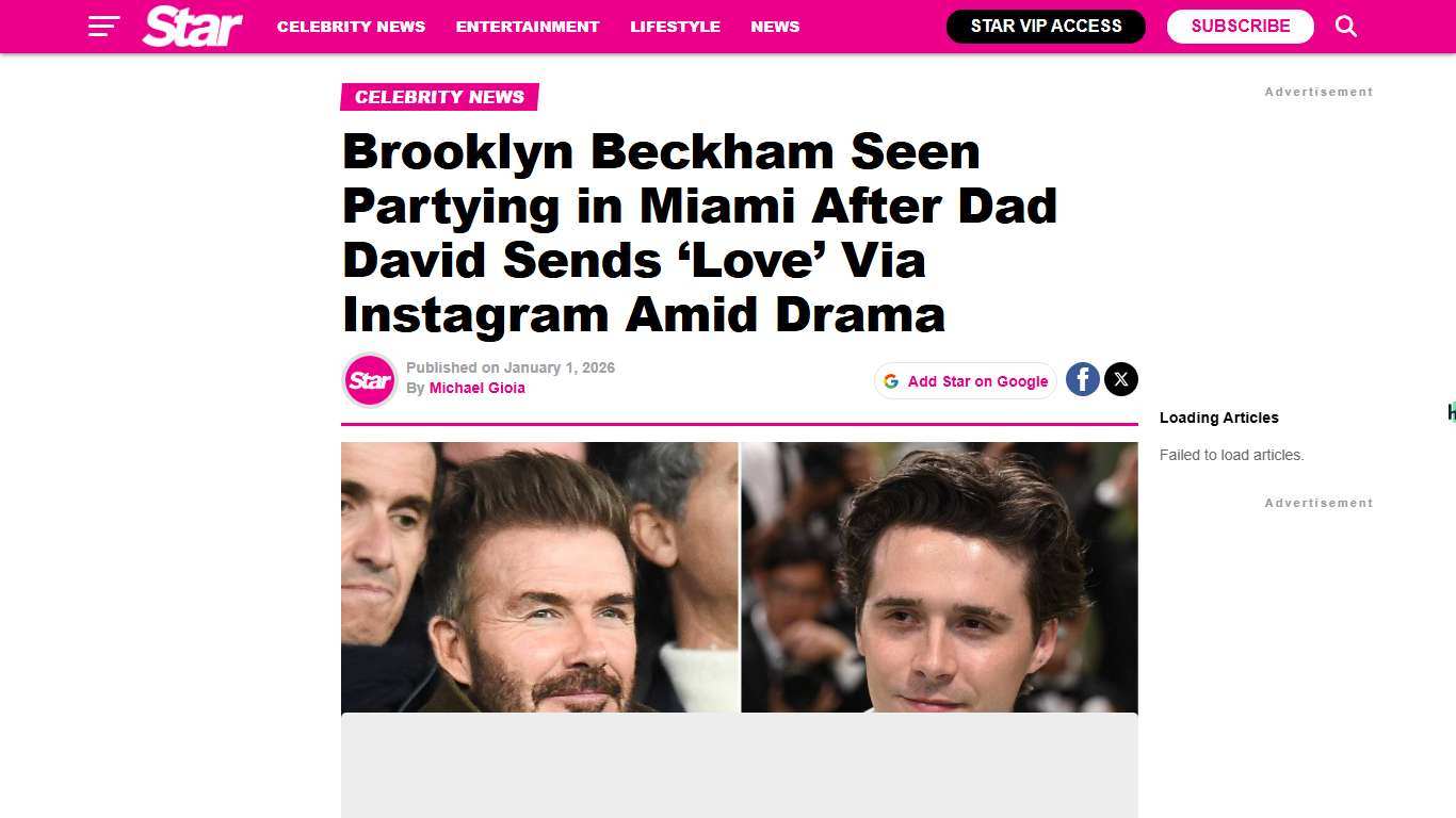 Brooklyn Beckham Seen Partying in Miami After Dad David Sends ‘Love’ Via Instagram Amid Drama – Star Magazine | Celebrity News, Exclusives, Photos and Videos